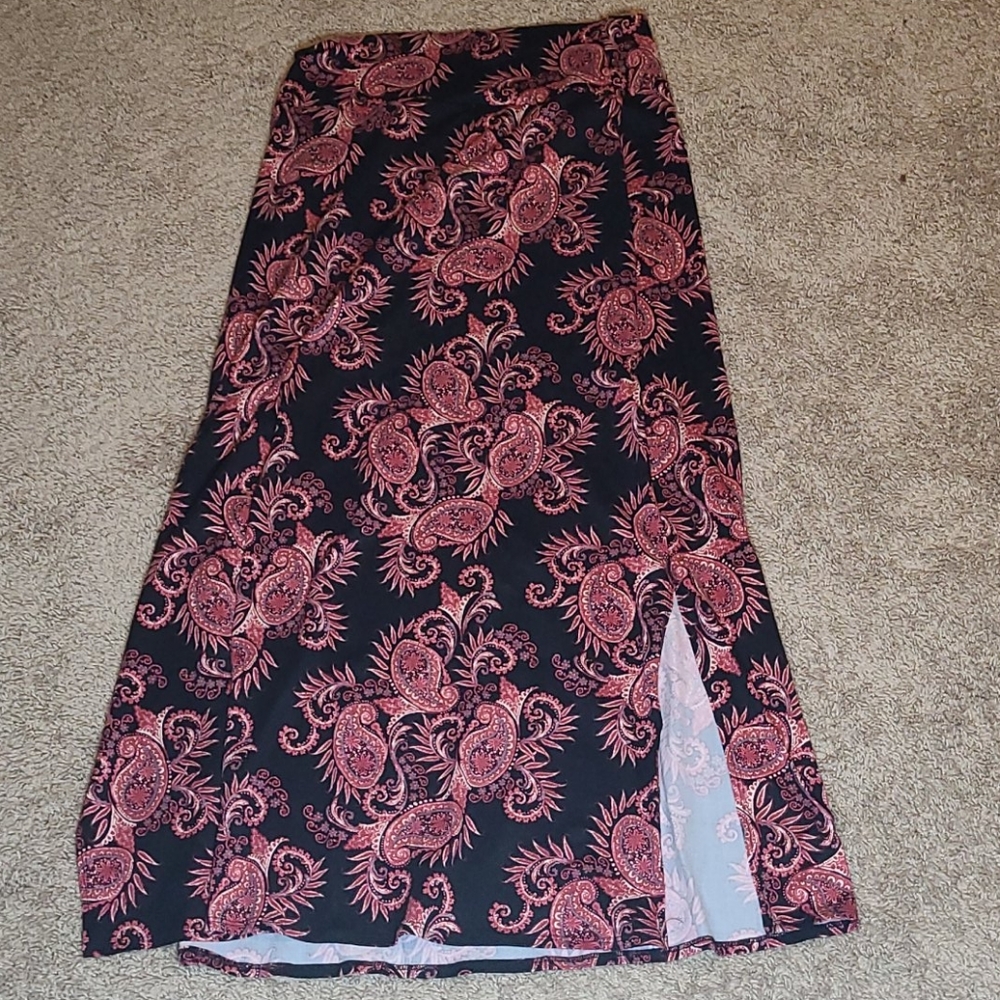 Pink floral Agnes&Dora women's sideslit maxi skirt